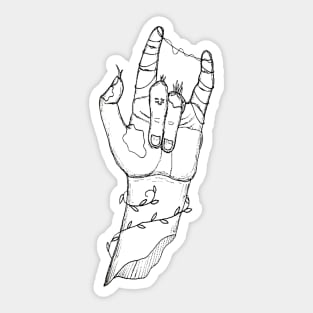 Ancient I Love You Hand in Black and White Sticker